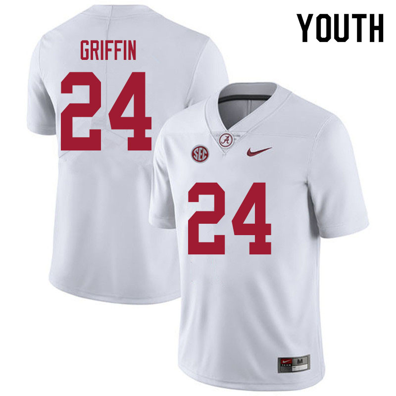 Alabama Crimson Tide Youth Clark Griffin #24 White NCAA Nike Authentic Stitched 2020 College Football Jersey WH16X61XA